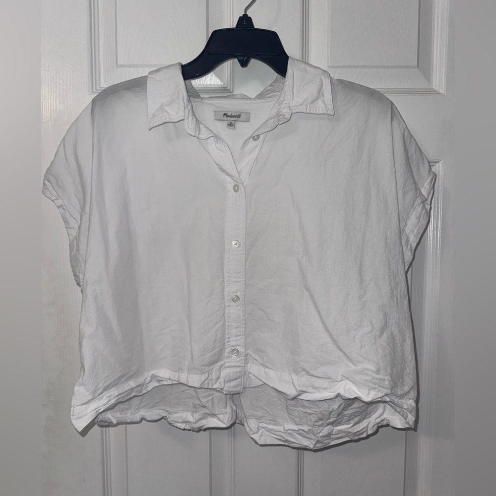 Madewell White Cropped Button-Down Women's Shirt